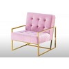 Velvet Tufted Accent Chair with Cushioned Seat and Stainless Steel Frame for Living Room - 3 of 4
