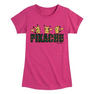 Girls' - Pokémon - Pikachu Plaid Logo Fitted Short Sleeve Graphic T-Shirt - 1 of 4