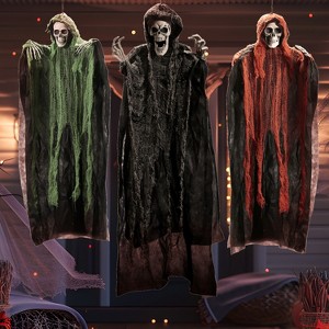 Joyfy 3 Pack Halloween Decoration Hanging Grim Reapers, Halloween Skeleton Flying Ghost Décor Prop for Indoor Outdoor Use - 1 of 4
