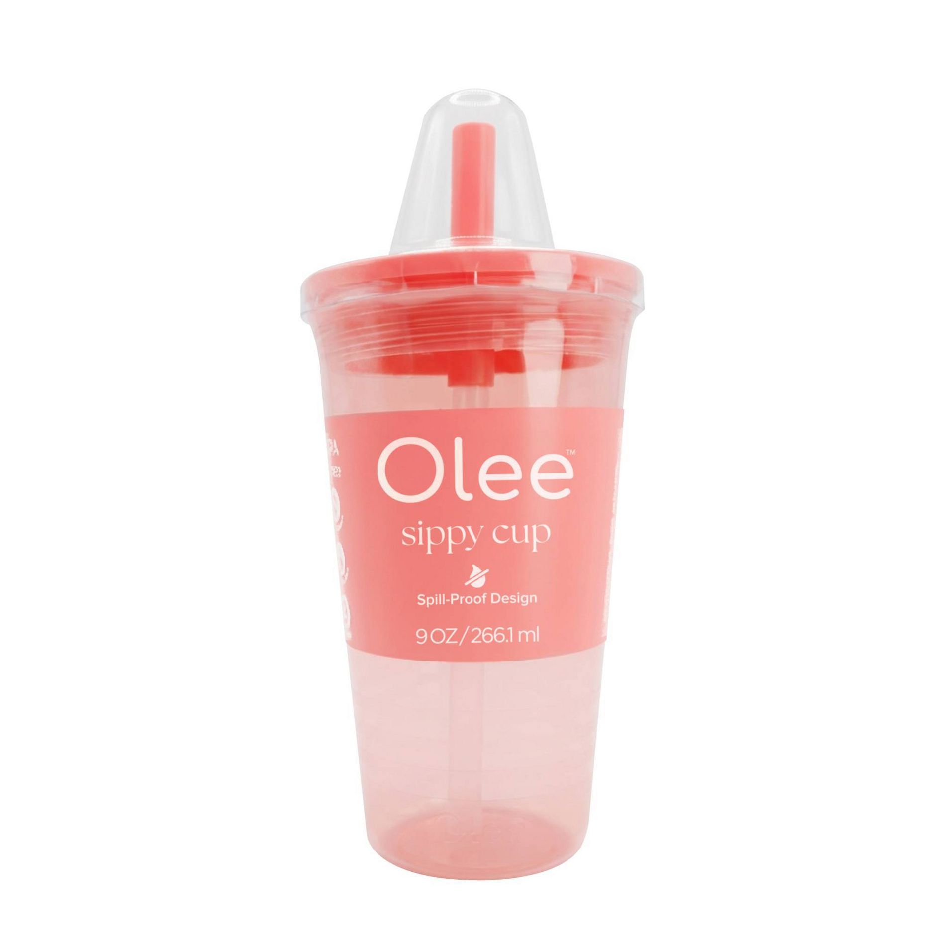 Olee Silicone Baby Bottle Sippy Cup Tumbler with Straw - Melon Pink - 9 fl oz