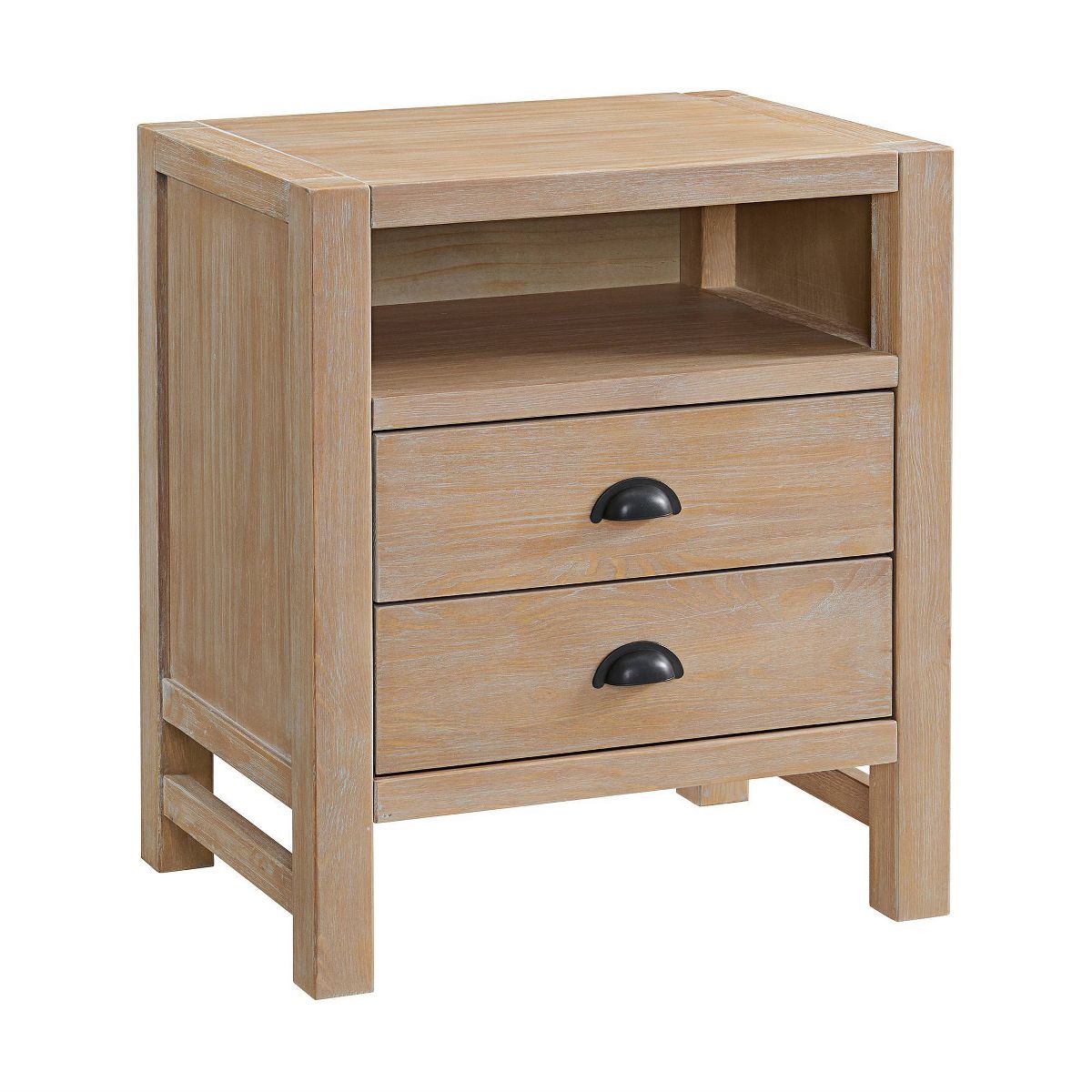4pc Arden Wood Bedroom Set with 2 Drawer Nightstand Light Driftwood - Alaterre Furniture - thumbnail 7