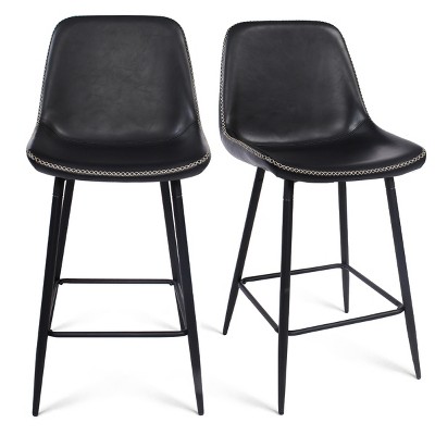 Edwin 26" Upholstered Faux Leather Counter Height stool (Set Of 2) for Kitchen Island - The Pop Home