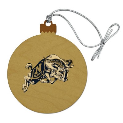 US Naval Academy Secondary Logo Wood Christmas Tree Holiday Ornament