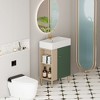Whisen 21.6" Freestanding Bathroom Vanity with Ceramic Sink with Soft-Close Wave-Pattern Door and Open Left Side Storage - 4 of 4
