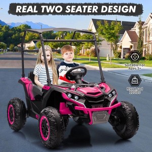 24V 2 Seater Kids Ride on UTV Toy with Sun Shade, 2.4G Remote Control, LED Lights, Music, 4 Shock Absorbers, 4WD Electric Car, 3 Speeds - 1 of 4