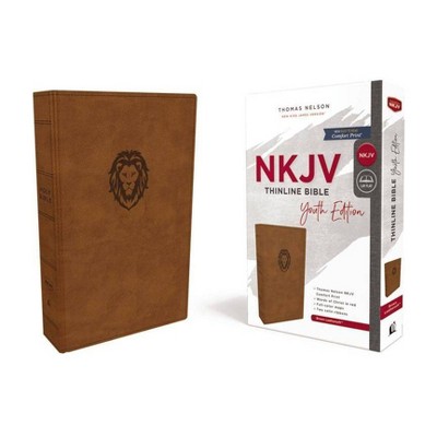 Nkjv, Thinline Bible Youth Edition, Leathersoft, Brown, Red Letter Edition, Comfort Print - by  Thomas Nelson (Leather Bound)