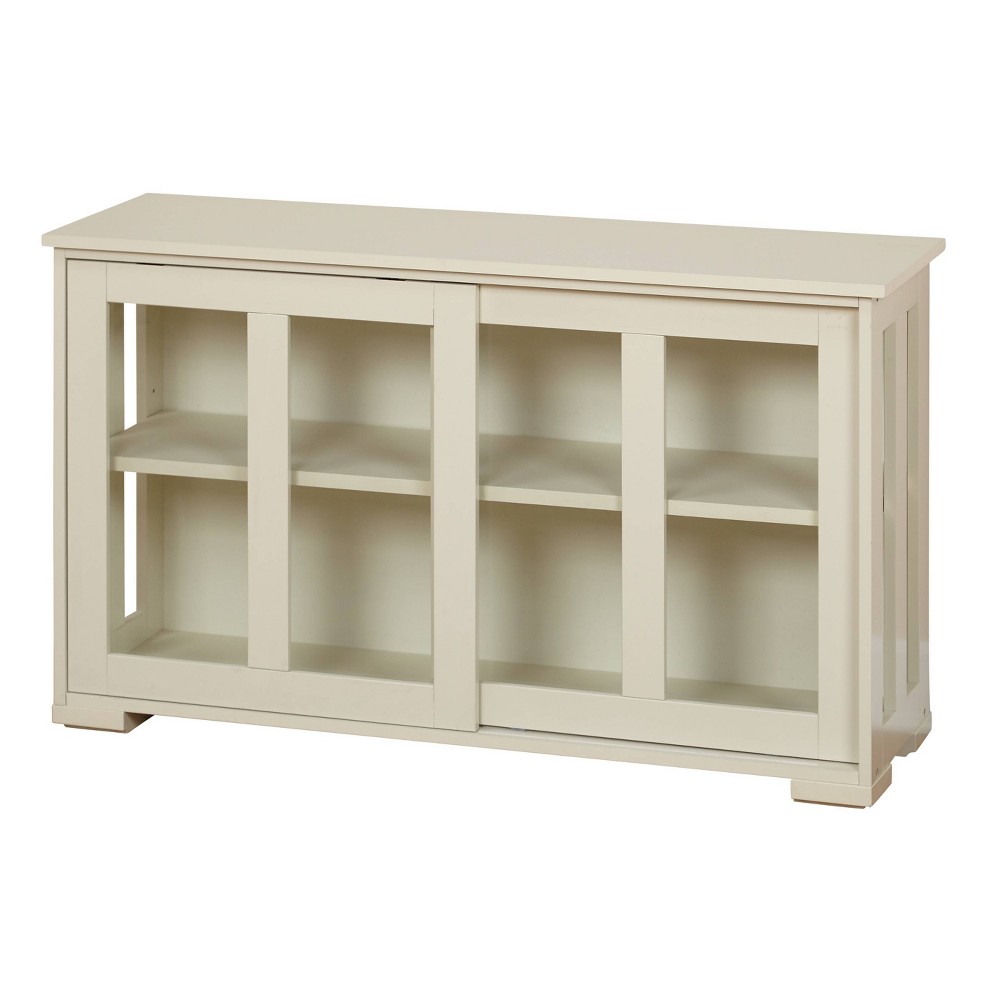 Buylateral Pacific Modular Design Stackable Cabinet with Sliding Glass Doors Off White: Coastal Style, Wood Composite, Adjustable Shelf