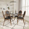 Emma & Oliver Massalia Set of Four Indoor/Outdoor Stacking Thonet Bistro Style Chairs with Arms, Textilene Seat and Bamboo Finished Metal Frame - 2 of 4