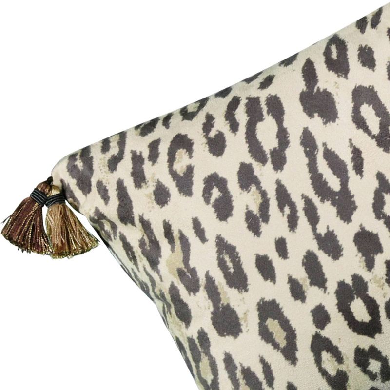 14&#34;x26&#34; Oversized Faux Suede Animal Print Reversible Lumbar Throw Pillow Brown - Edie@Home, 4 of 9