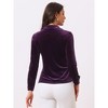 Allegra K Women's Velvet Collared V Neck Long Sleeve Button Down Shirts - 3 of 4