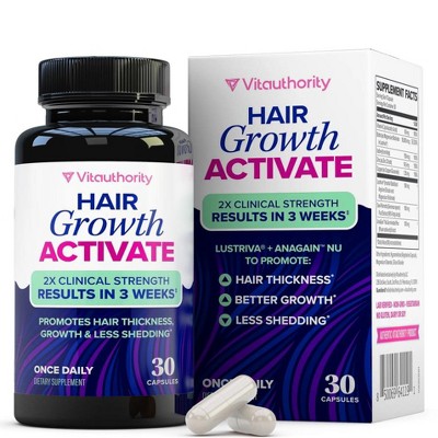 Hair Growth Activate Capsules Supplement, Support Hair Thickening, Growth & Less Shedding, Vitauthority, 30ct