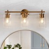 LNC Naturestrl 22-in 3-Lights Polished Gold Cylinder Modern/Contemporary Bathroom Vanity Lights ,Clear Glass Shade - 2 of 4