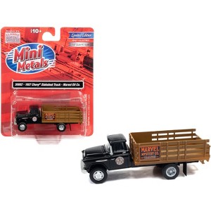 1957 Chevrolet Stakebed Truck Matt Black "Marvel Mystery Oil Co." 1/87 (HO) Scale Model Car by Classic Metal Works - 1 of 3