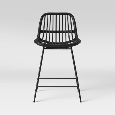 Linnet Rattan with Metal Legs Counter Height Barstool Black - Opalhouse™