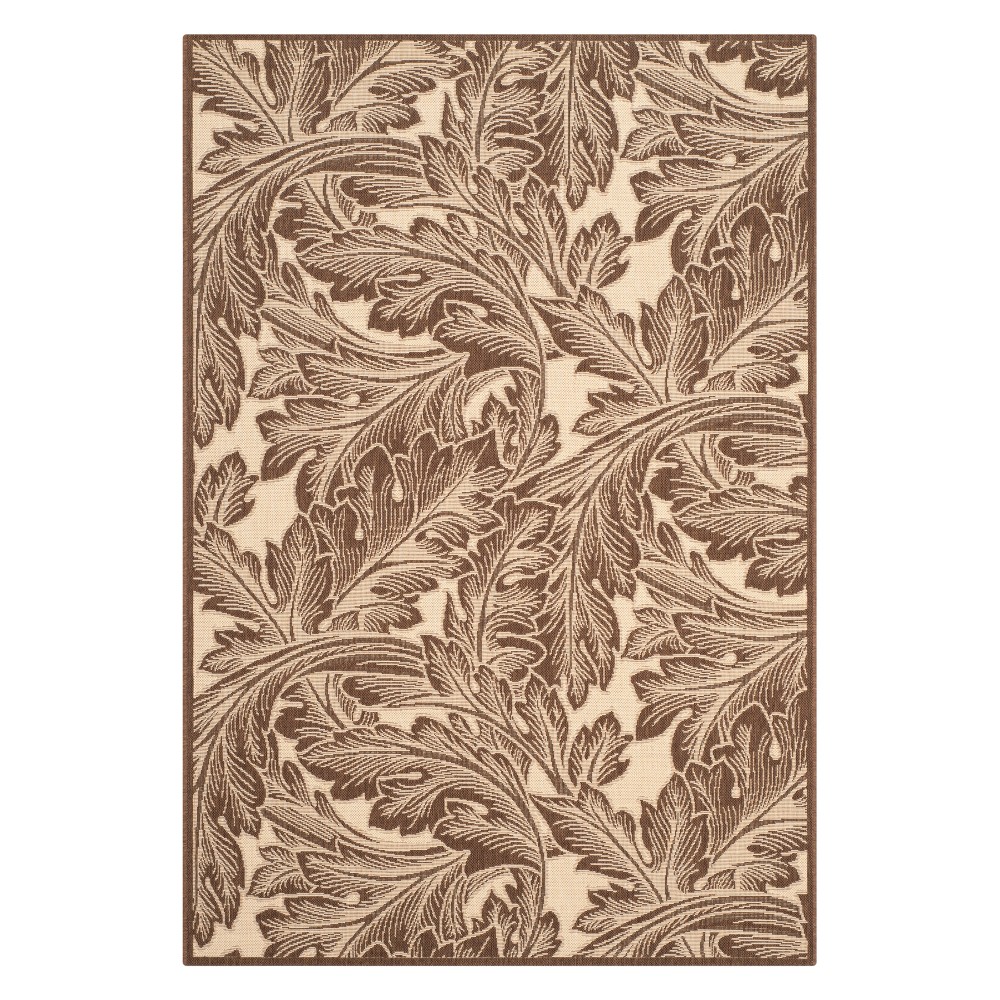 4'X5'7in Leon Outdoor Rug Natural/Chocolate - Safavieh