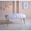 Kumasinova Faux Fur Armless Lounge Bench– Backless, Gold Metal Legs, 5" Padded Seat, Ottoman Bench for Bedroom, End of Bed Bench, Entryway Bench - 3 of 4