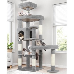 65in Tall Sturdy Goth Cat Tower for Multiple Indoor Cats, Big Cat Tree for Large Cat with 3 Enlarged Perches - 1 of 4