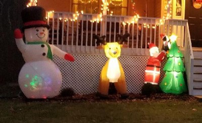 Homcom 6ft Christmas Inflatable Santa And Penguin Decorating A ...