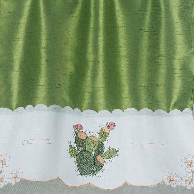 RT Designer's Collection 3 Piece Set Adds Charm Any Kitchen Decor Monarch Cactus Kitchen Curtain 52" x 18" Sage, 4 of 8