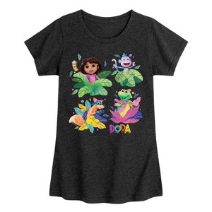 Girls' - Dora the Explorer - Swiper, Isa, And Boots Fitted Short Sleeve Graphic T-Shirt - 1 of 3