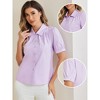 Allegra K Women's Elegant Spread Collar Puff Short Sleeve Button Front Shirt - 2 of 4