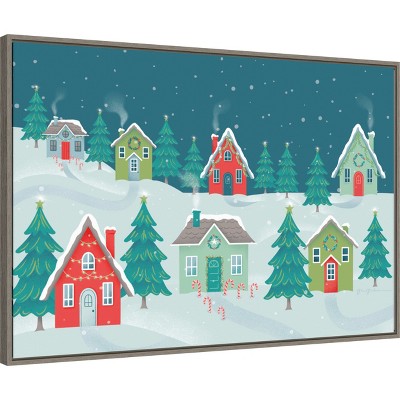 Amanti Art Fa La La I Christmas Houses by Gia Graham Canvas Wall Art Print Framed 33-in. x 23-in.