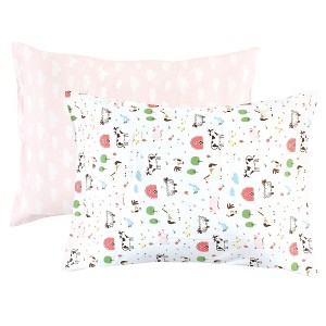 Hudson Baby Infant Girl and Toddler Cotton Toddler Pillow Case, Girl Farm Animals, One Size - 1 of 4