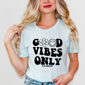 Simply Sage Market S.W.Smiley Good Vibes Only Smiley Face Short Sleeve Tee - 1 of 4