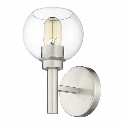Sleek Brushed Nickel 7" Wall Sconce with Clear Globe Shade