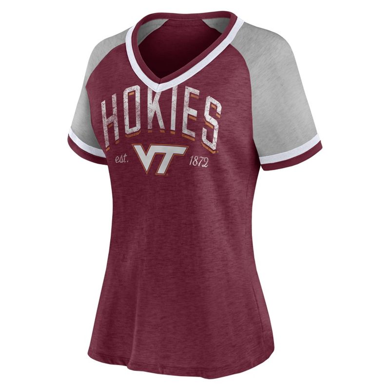 NCAA Virginia Tech Hokies Women&#39;s Gray V-Neck Raglan T-Shirt, 2 of 4