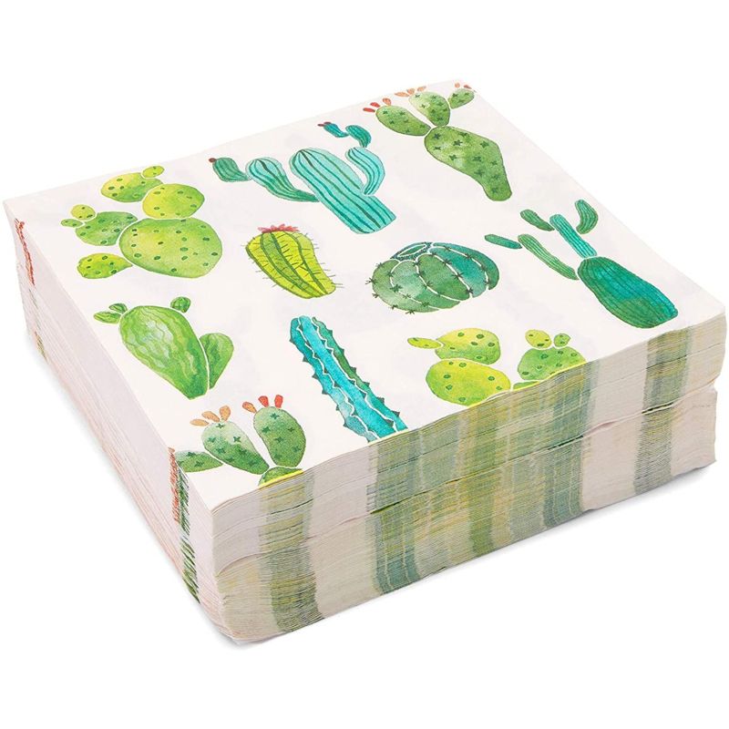 Sparkle and Bash 100 Pack Succulent Cactus Paper Napkins for Fiesta Birthday Party (6.5 In), 3 of 7
