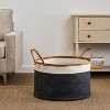 Zita Round Resin Woven Wicker Multi-Use Storage Basket with Handles - 18" x 18" x 15.7" - White-Gray - For Towel - 2 of 4
