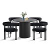 41.5" Dining Set for 4,Pedestal Round Dining Table with 4 Upholstered Chenille Dining Chair with Arm for Dining Room,Farmhouse-Tanpinhause - 2 of 4