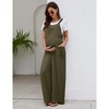 Women’s Maternity Summer Casual Loose Jumpsuit with Sleeveless Design Tie Waist and Pockets - 2 of 4