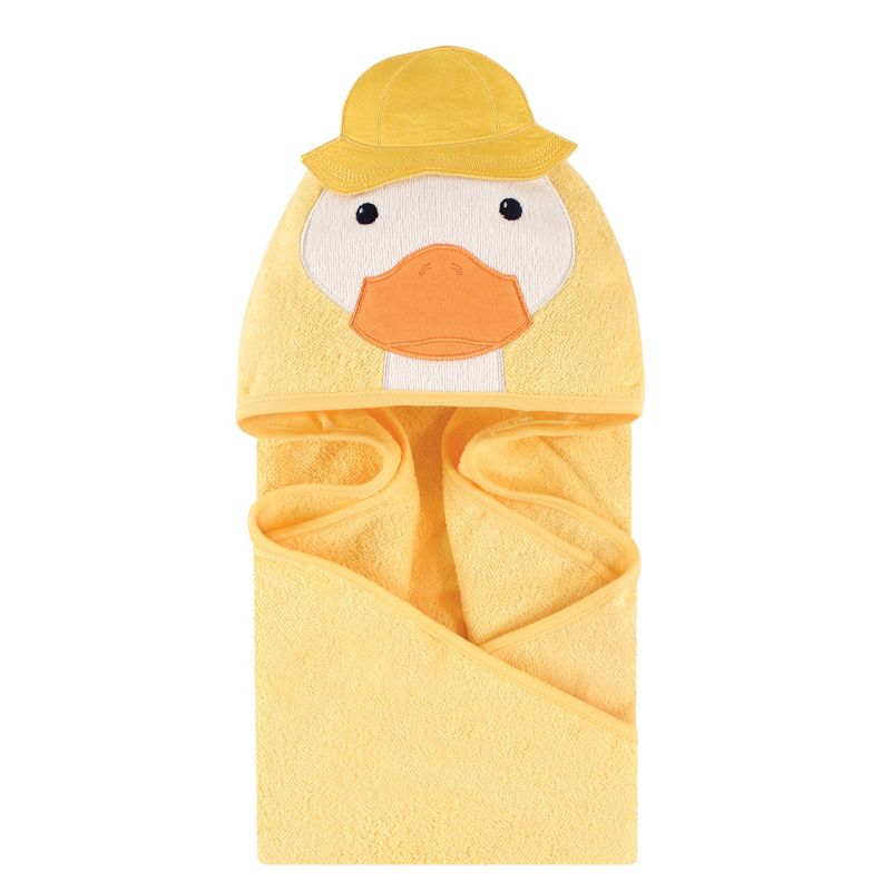 Little Treasure Baby Unisex Cotton Animal Face Hooded Towel, Duck, One Size, 1 of 2