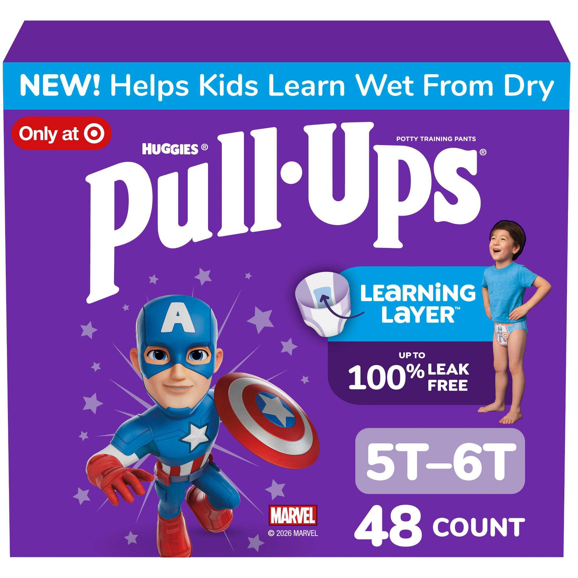 Pull-Ups Boys' Potty Training Pants - 5T-6T - 48ct: Easy-Open Sides, Absorbent Layers, No Fragrance Added