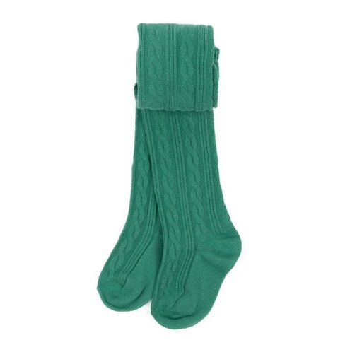 Leveret Girls Cable Knit Tights Green 2-4 Year