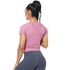 BLUEMING Womens Athletic Tops Cropped Breathable Activewear T-Shirts Round Neck Back Ventilated Mesh Tops Gym Jogger Outfits - 2 of 4