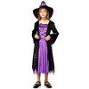 Witch Costume for Girls Kids, Fairytale Witch Halloween Costume Dress Up with Hat - image 3 of 4