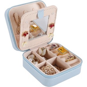 Travel jewelry box Travel Jewelry Organizer Small box Gift for Girls Women with Mirror - 1 of 4