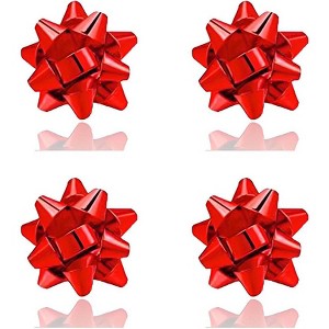 2 Pairs Christmas Bow Earrings for Women | Red & Green Festive Stud Set - 1 of 4
