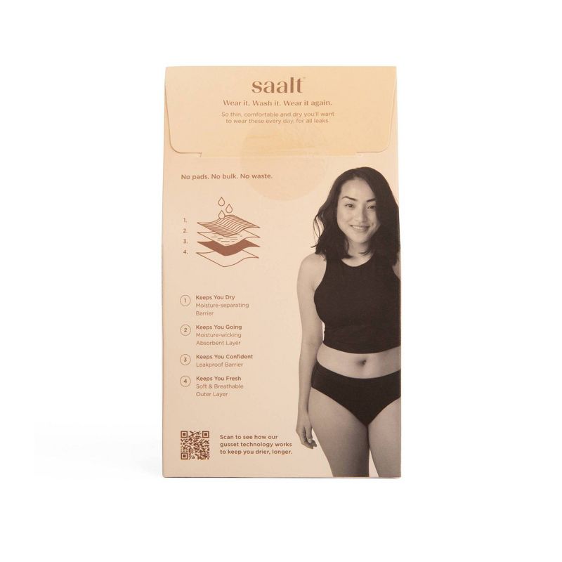 Saalt Heavy Absorbency Briefs Super Soft Modal Comfort Leak Proof Period Underwear  - Volcanic Black , 4 of 12