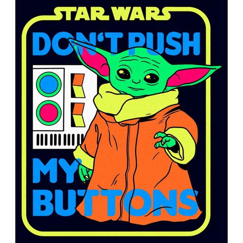 Men's Star Wars: The Mandalorian Grogu Retro Don't Push My Buttons T-Shirt, 2 of 6