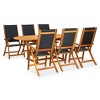 vidaXL 7-Piece Patio Dining Set - Solid Acacia Wood - Oval Extension Table with Foldable Chairs - Weather-Resistant - Easy to Clean - Space Saving - 2 of 4