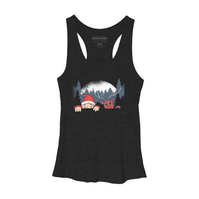 Women's Design By Humans Christmas Santa And Rudolph Peaking By rasok Racerback Tank Top