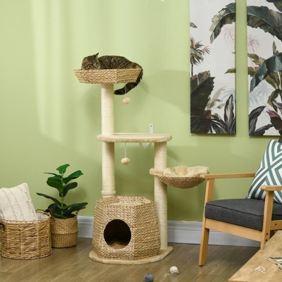 Natural Sisal Multi-Level Cat Tree with Hanging Balls