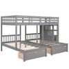 NicBex Full over Twin Bunk Bed Pine Frame Triple Bed Frame with 6 Drawers, Stairs and Full Length Guardrail, No Box Spring Required - 3 of 4