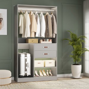 Aheaplus 40'' Freestanding Closet Organizer System with Hanging Rods, Drawers, Storage Shelves - 1 of 4