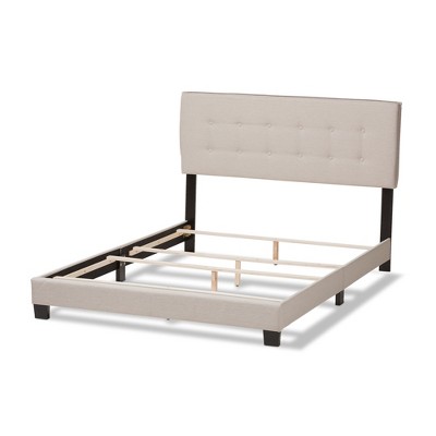 Audrey Light Beige Upholstered Queen Bed with Tufted Headboard and Drawer