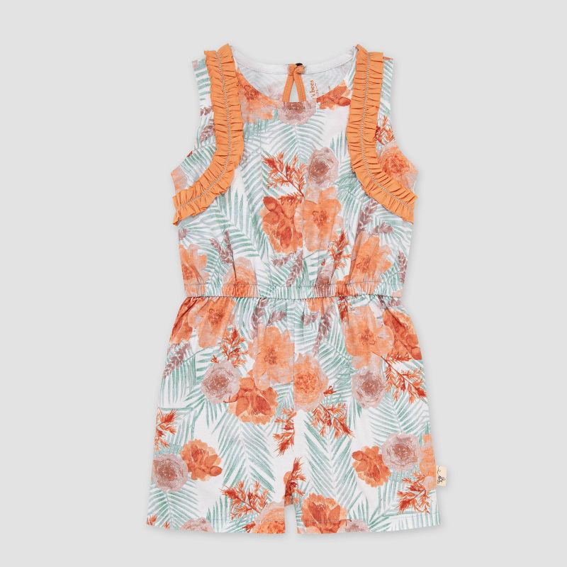 Burt&#39;s Bees Baby&#174; Girls' Costal Floral Romper - Blue/Pink, 1 of 3